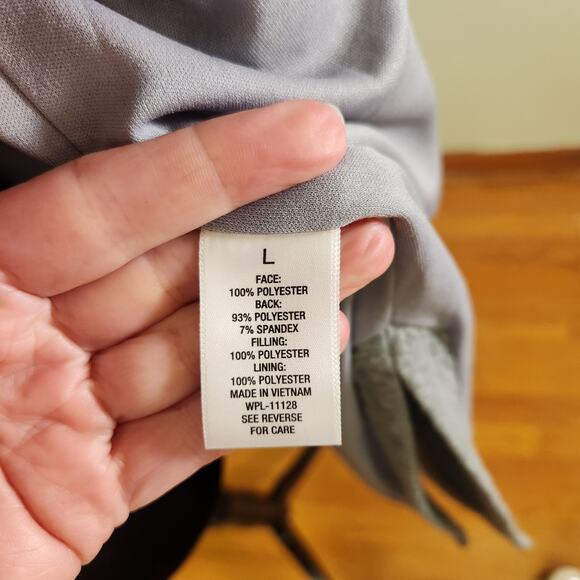 ROZ & ALI Gray Quilted Long Blazer, Size Large - Picture 11 of 13